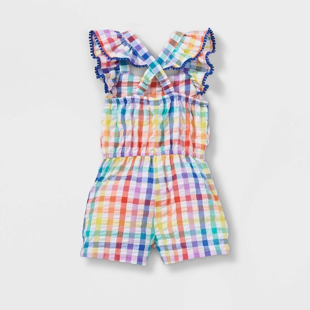 Toddler Girls' Rainbow Gingham Ruffle Sleeve Romper - Cat & Jack™ | Target