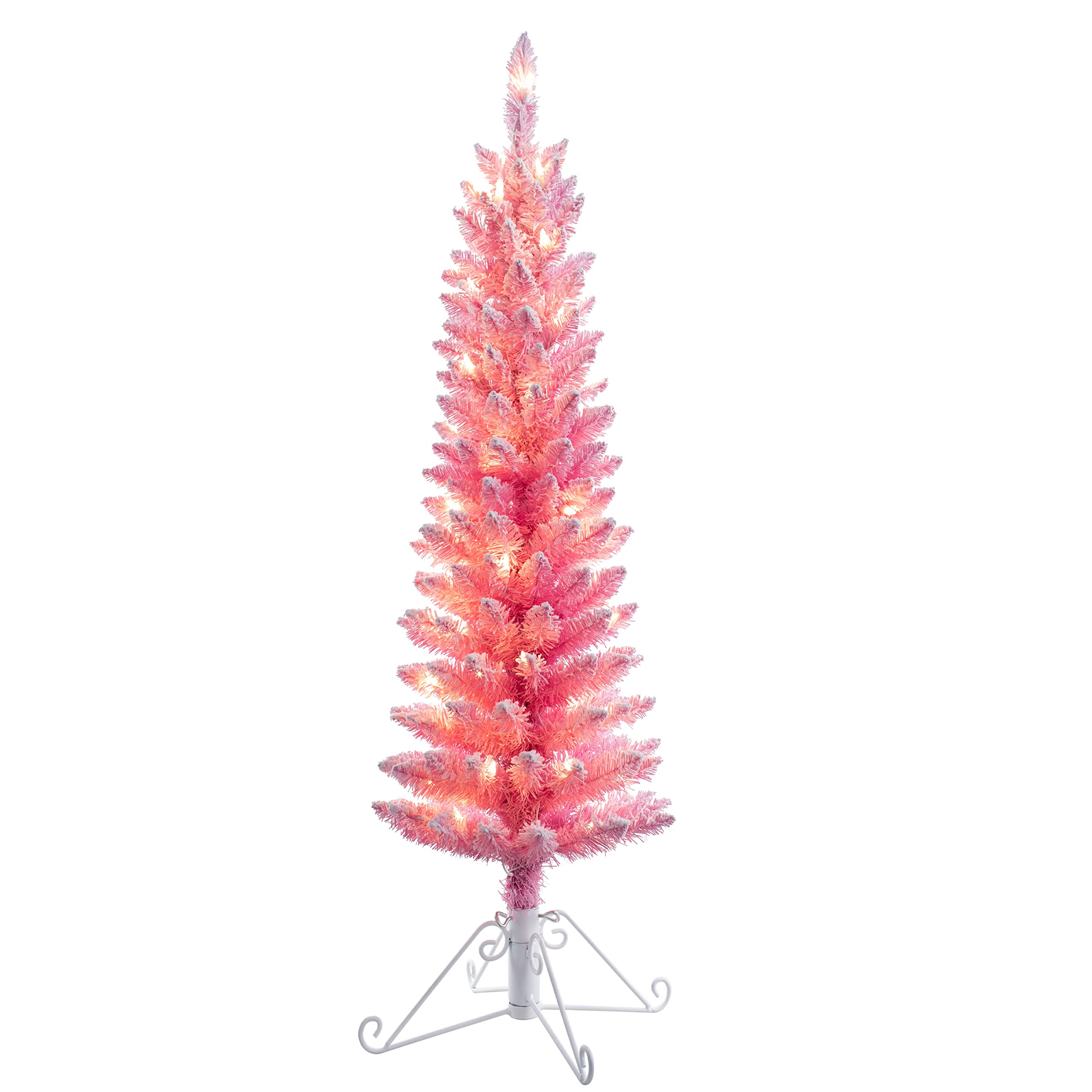 Haute Decor 4 Foot Pre-lit Cotton Candy Artificial Flocked Fir Christmas Tree with 50 Clear Incan... | Amazon (US)