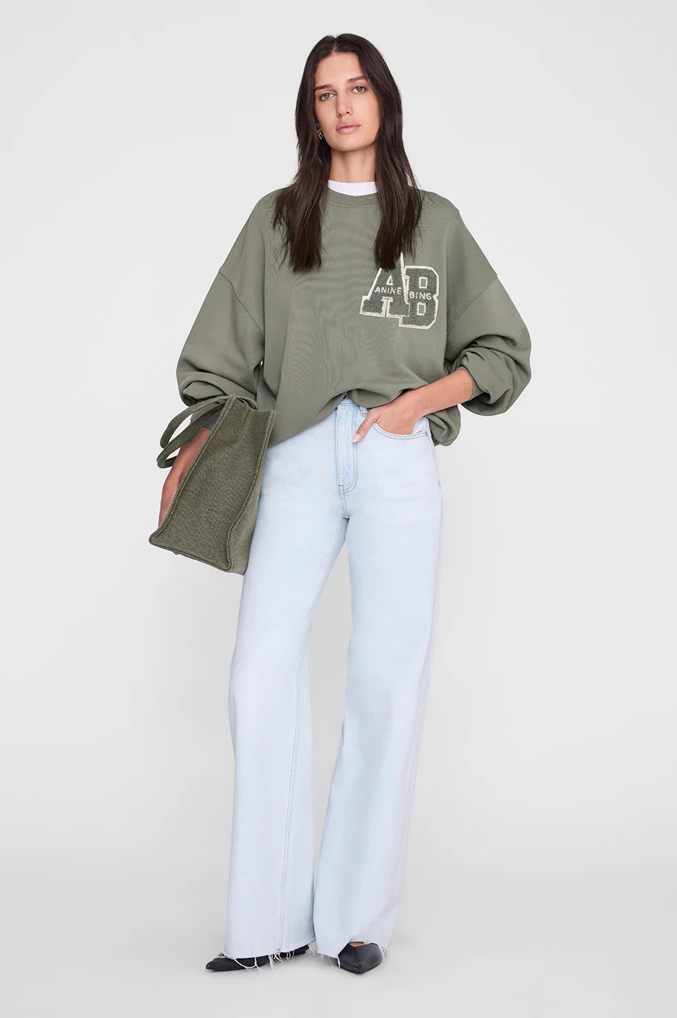 Miles Sweatshirt Letterman - Sage | Anine Bing