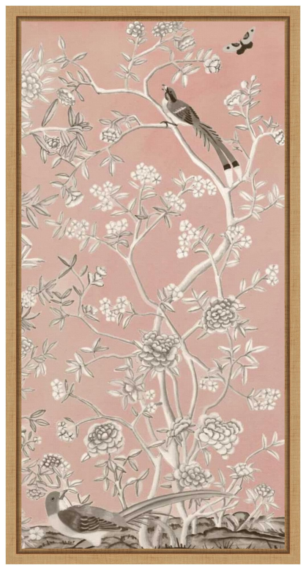 Amanti Art Framed Canvas Wall Art 27x14 Blush Chinoiserie I by Naomi McCavitt, Framed Wall Art Ca... | Amazon (US)