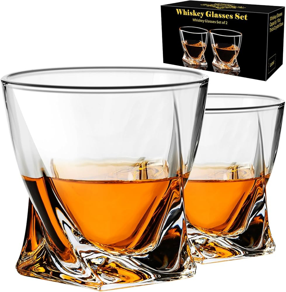 PARACITY Whiskey Glasses Set of 2, Old Fashioned Cocktail Glass, 10 OZ Whiskey Glasses, Bourbon G... | Amazon (US)
