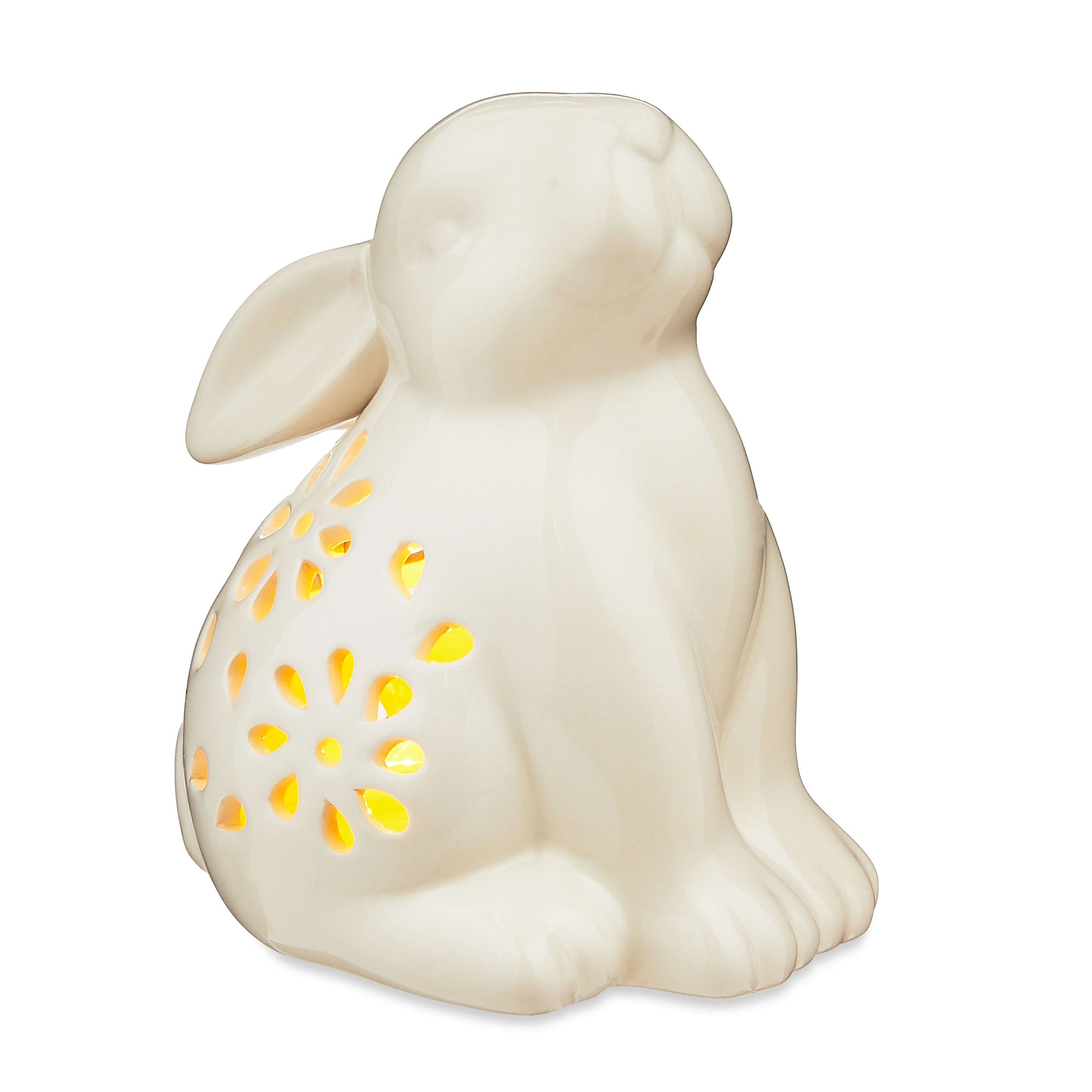 Easter White Ceramic Bunny LED Decor, by Way To Celebrate - Walmart.com | Walmart (US)