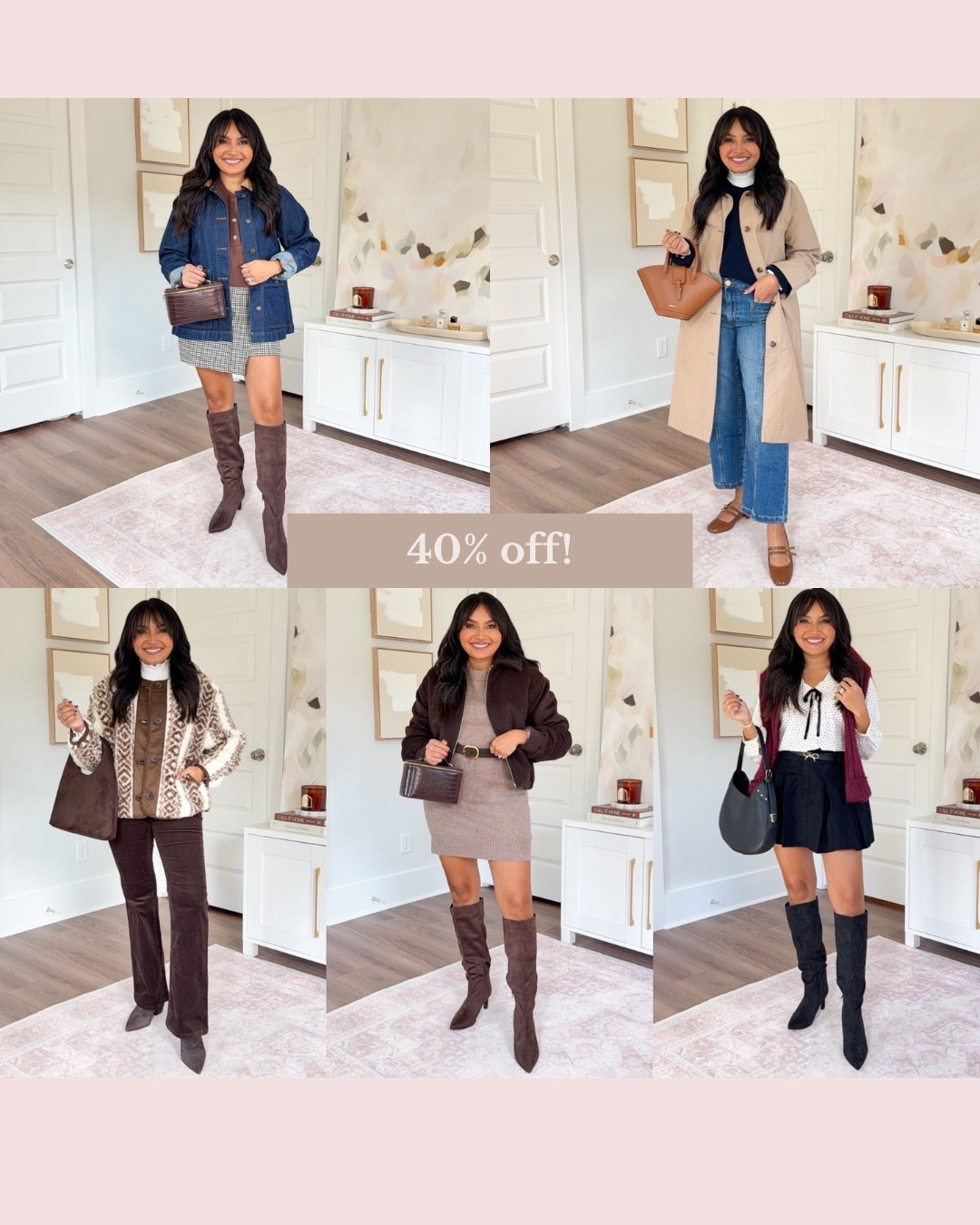 Styling my Old Navy order!
For reference: I’m 5’0, 32b bra size, and 2/26 in bottoms, pear shaped. 
*Everything I share is unaltered! TTS means true to size.

Brown sweater size xs petite TTS
Denim barn jacket size xxs petite TTS - runs big so size down a size
Brown plaid skirt size small petite TTS
Brown boots size 5.5 TTS

Trench barn coat size xs petite TTS
White sea salt color lettuce ribbed top size xs petite TTS
Navy sweater size xs TTS
Jeans size 0 petite - sized down a size, waist runs big
Brown Mary jane flats size 5 TTS

White sea salt color lettuce ribbed top size xs petite TTS
Brown iced espresso color corduroy pants size 26 petite TTS
Brown cozy jacket size xs petite TTS
Dark brown boots size 5.5 TTS

Tan driftwood heather color sweater dress size xs petite TTS
Dark brown coffee color bubble jacket size xxs regular TTS
Dark brown belt size 27”-31” TTS
Brown boots size 5.5 TTS

White and black polka dot top size xs petite TTS (color is currently sold out but check back for restocks)!
Bow belt size xs TTS
Black pleated skirt size small petite TTS
Black boots size 5.5 TTS


old navy fall outfits
old navy try on
petite fall outfits
fall outfit ideas
old navy fashion finds
affordable fall fashion
old navy new arrivals
petite style inspo
old navy fall try on
casual fall outfit
fall capsule wardrobe
everyday fall outfits
petite outfit ideas
cozy fall style
old navy outfit ideas
Rachel Miranda Blog
Honeysweetpetite
Honey Sweet Petite


Comment SHOP below to receive a DM with the link to this post on my LTK ⬇ https://liketk.it/5qMem #ltkpetite #ltksalealert #ltkfindsunder50

#LTKSaleAlert #LTKStyleTip #LTKPetite