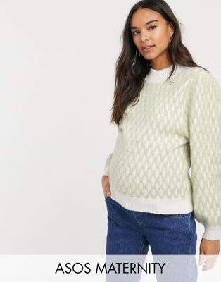 ASOS DESIGN Maternity grid stich pattern sweater in recycled blend | ASOS (Global)