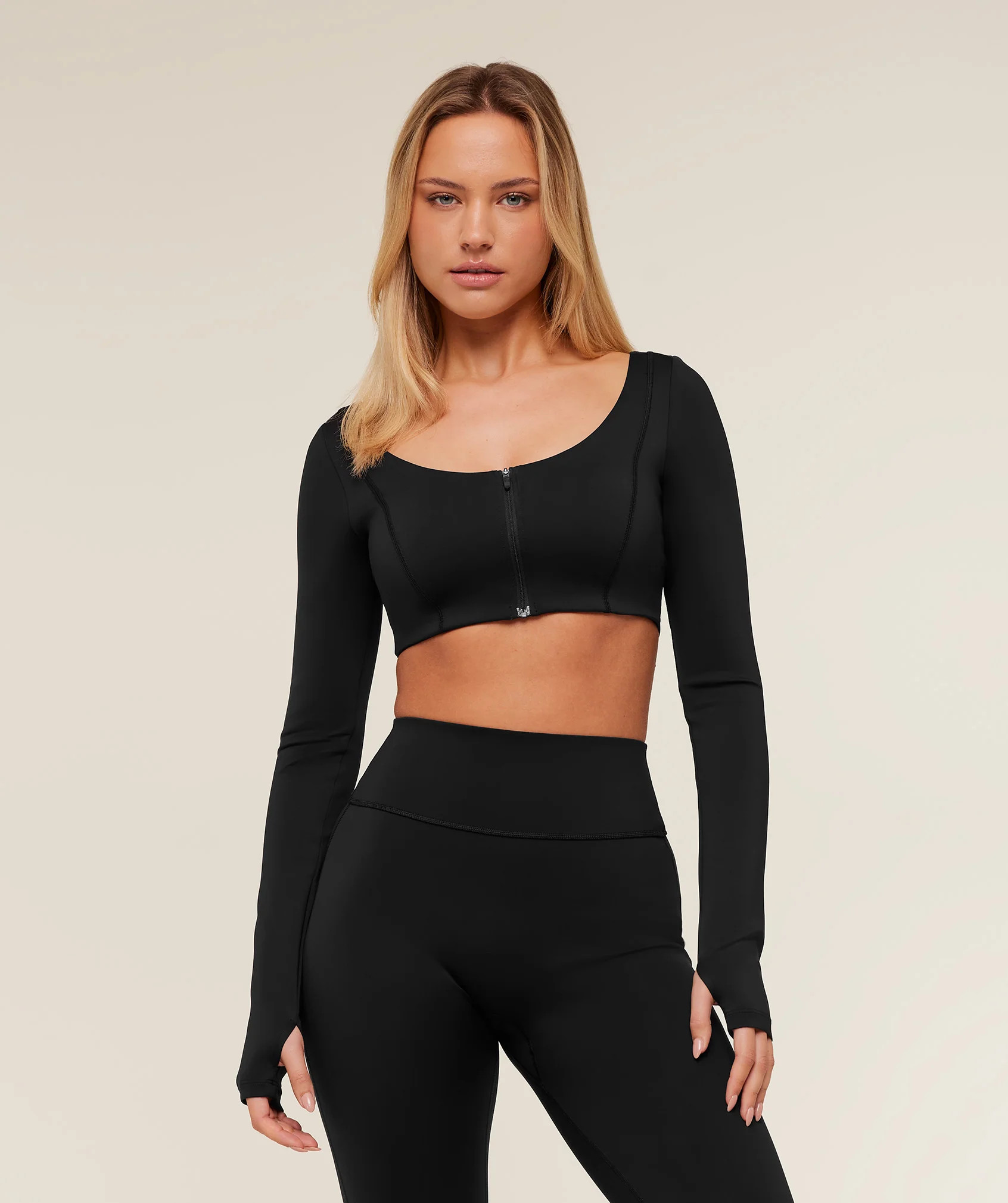 Flow Long Sleeve Crop Top with Cups | Gymshark US