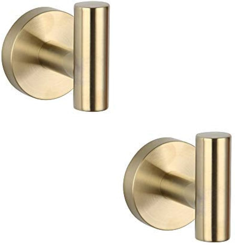 GERZWY Bathroom Brushed Gold Coat Hook SUS 304 Stainless Steel Single Towel/Robe Clothes Hook for... | Amazon (US)