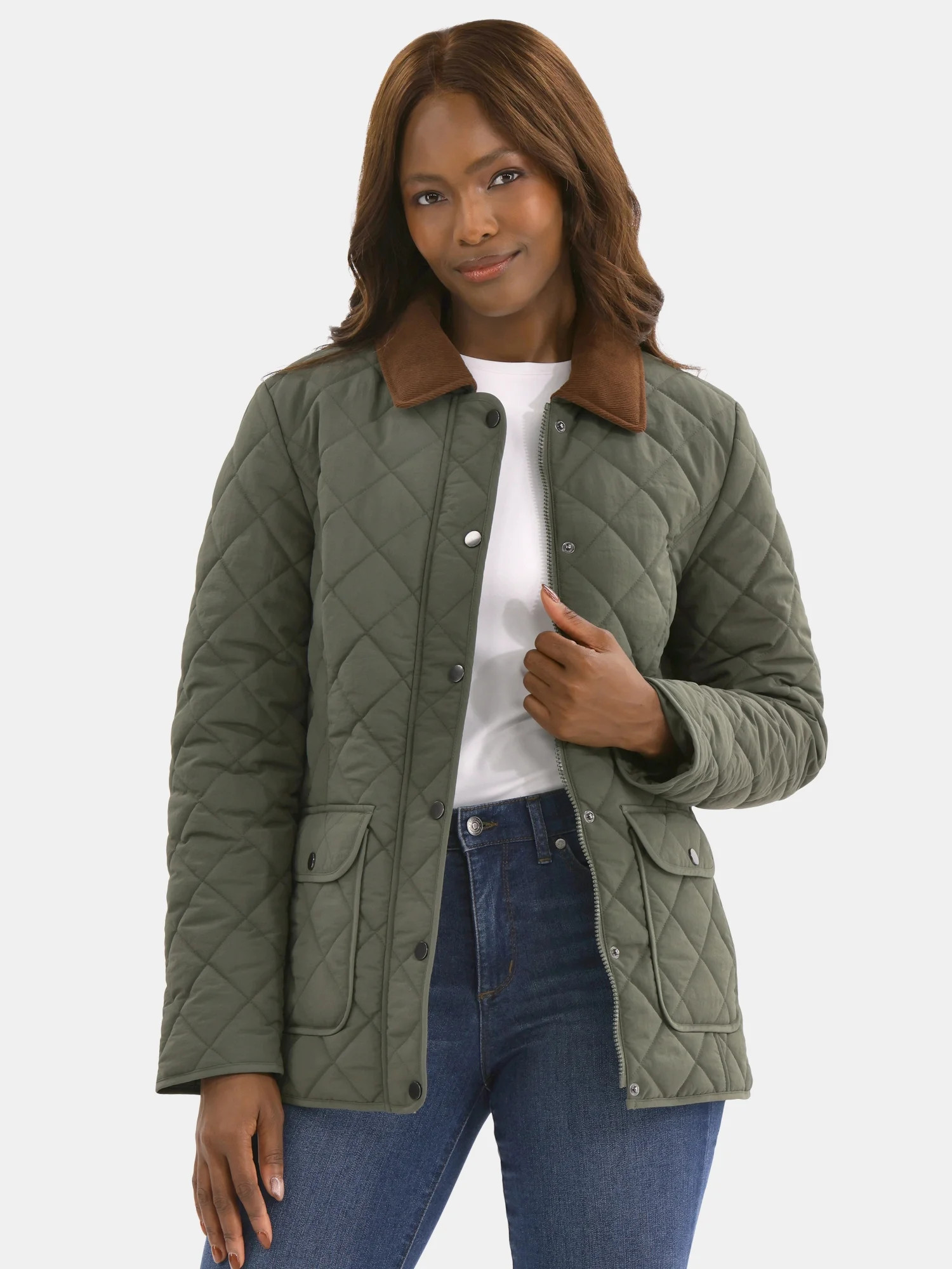 Time and Tru Women's Quilted Barn Coat, Midweight, Sizes XS-3X - Walmart.com | Walmart (US)