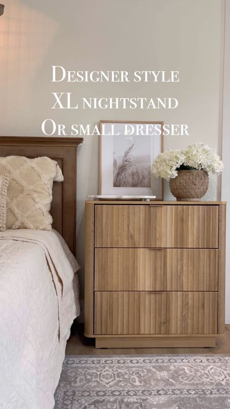 Xl Amazon nightstand or small dresser. Wood fluted scalloped designer look for less budget friendly. 

#LTKhome #LTKVideo #LTKSeasonal