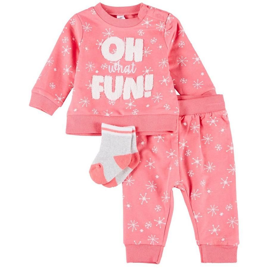 Baby Girls 3-pc. Snowflake Long Sleeve Top Set | Bealls