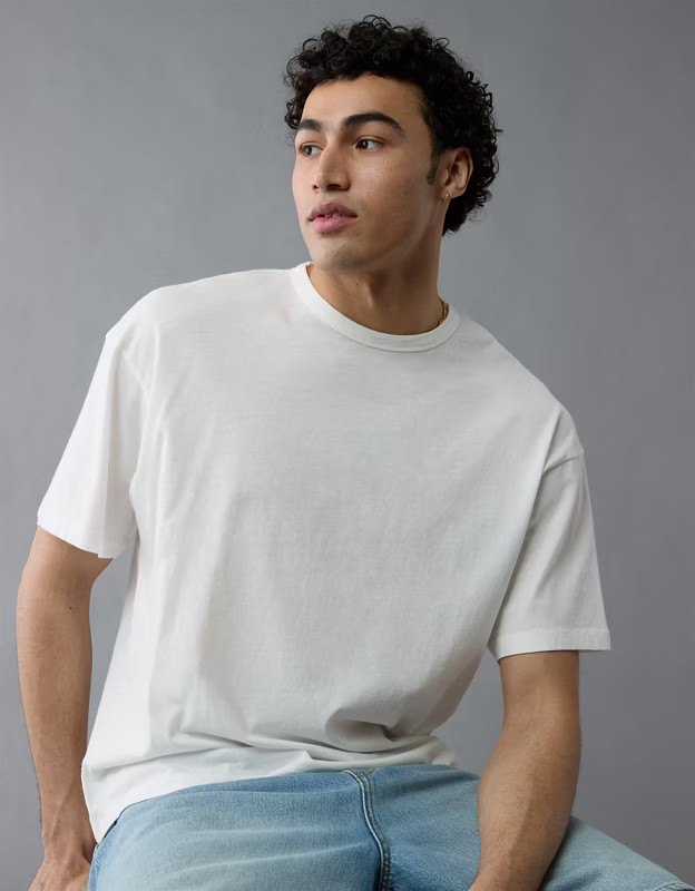 AE Boxy Linen-Blend T-Shirt | American Eagle Outfitters (US & CA)