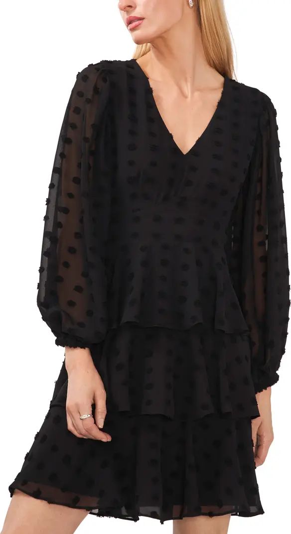 Halogen® Dot Tiered Ruffle Long Sleeve Dress | Nordstrom | Nordstrom