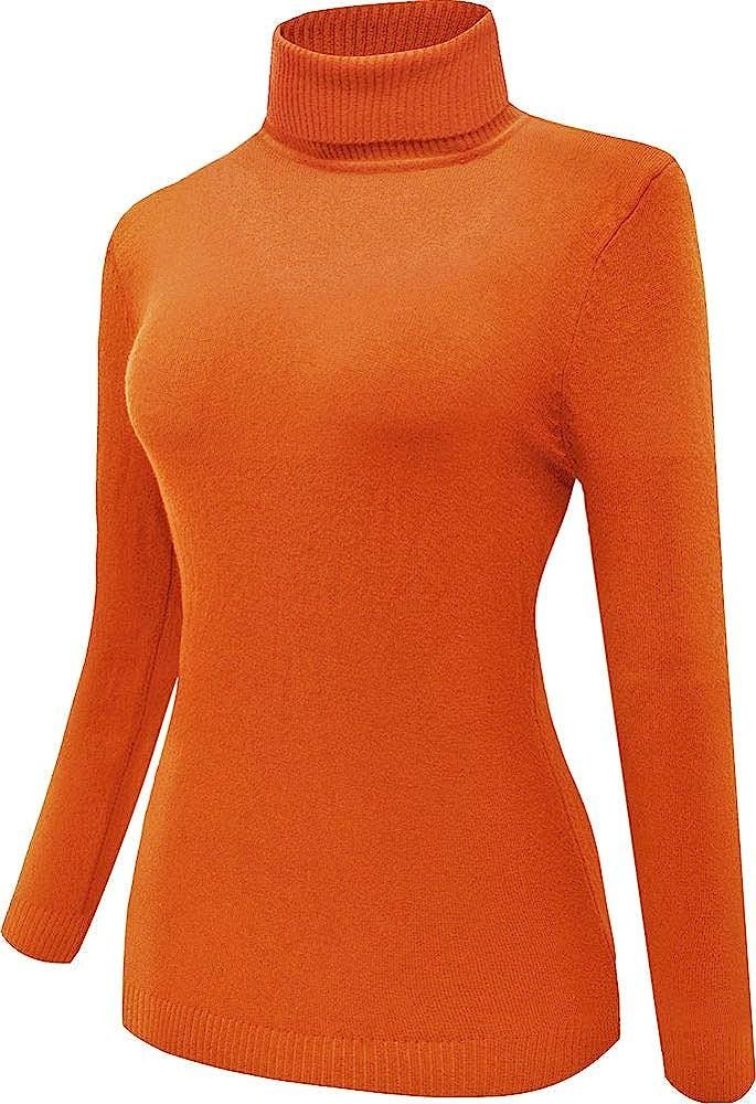 Womens Slim Fit Casual Orange Turtleneck High Neck Long Sleeve Warm Sweater Jumper XL at Amazon W... | Amazon (US)