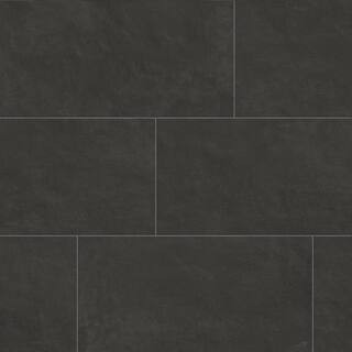 Urban Black Matte 12 in. x 24 in. Solid Concrete Look Porcelain Floor and Wall Tile (13.56 sq. ft./Case) | The Home Depot