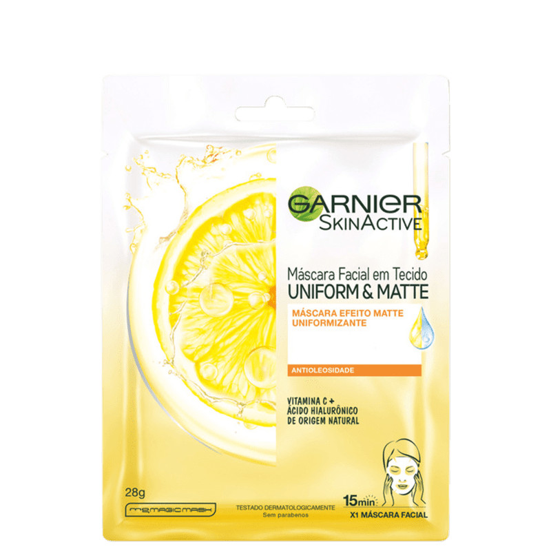Garnier SkinActive Uniform & Matte Vitamina C
        
              - Máscara Facial em Tecido ... | Beleza Na Web (BR)