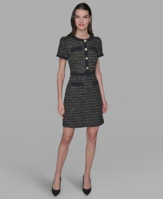 KARL LAGERFELD PARIS Women's Metallic Sheath Dress - Macy's | Macy's