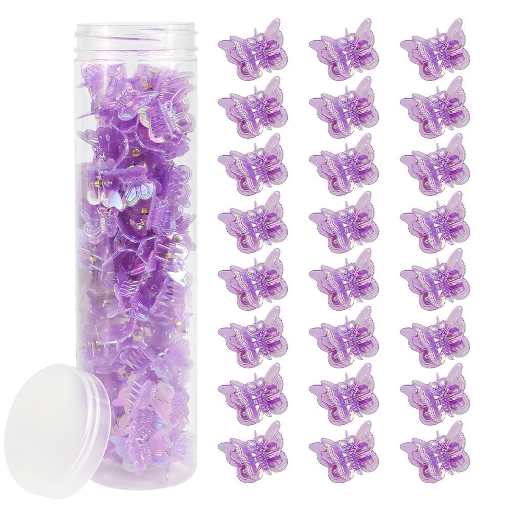 Ahoney 60PCS Mini Butterfly Hair Clips for Hair with Box Glitter 90s Y2k Purple Hair Accessories ... | Amazon (US)