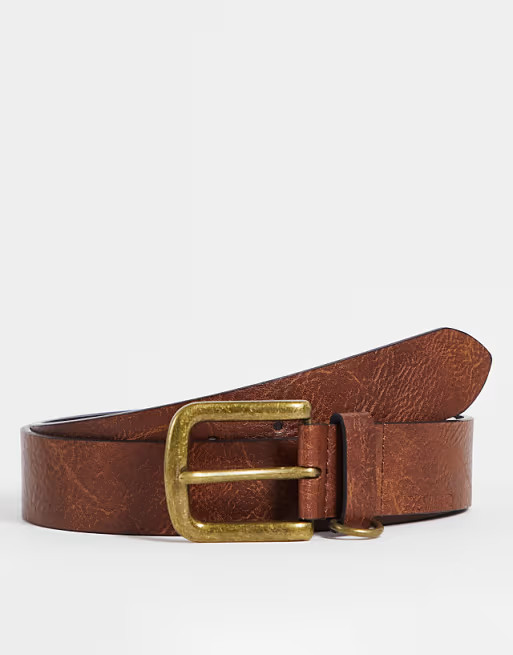 River Island split casual belt in brown | ASOS (Global)