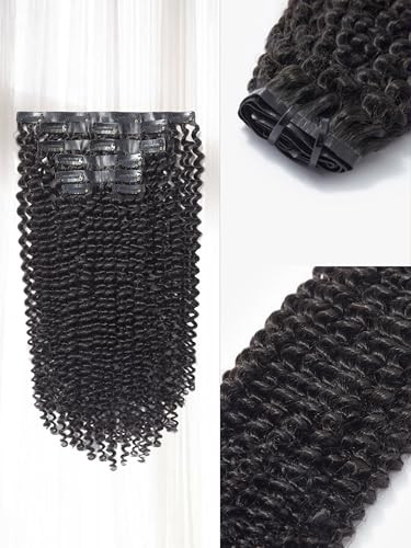 LUVME Hair Extensions Real Human Hair 135g 7pcs Natural Black Hair Extensions Kinky Curly Clip in Hair Extensions 22 Inch Remy Human Hair Extensions for Women | Amazon (US)