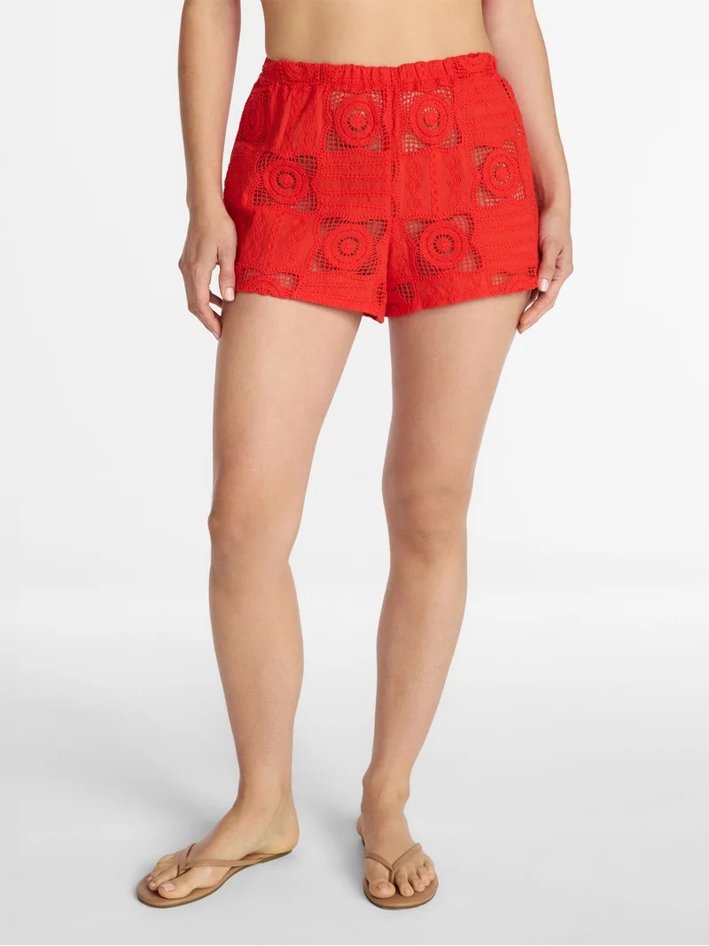 Time and Tru Women's and Women's Plus Cotton Crochet Coverup Shorts, Sizes XS-3X | Walmart (US)