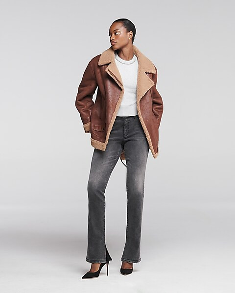 Mid Rise Washed Black Hyper Sculpt Skyscraper Jeans | Express