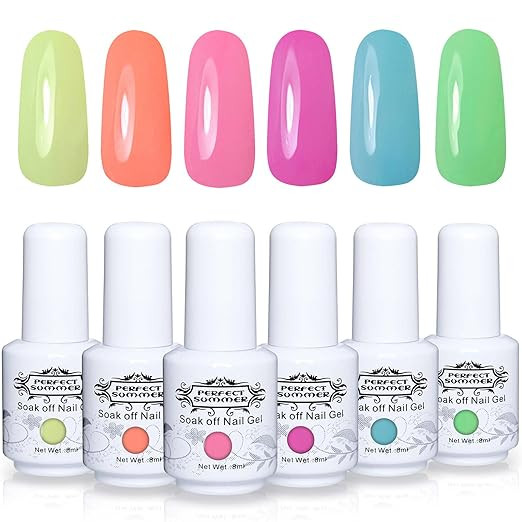 Perfect Summer Gel Polish 6PCS Neon Colors Gel Nail Soak Off UV LED Manicure Bright Color Starter... | Amazon (US)