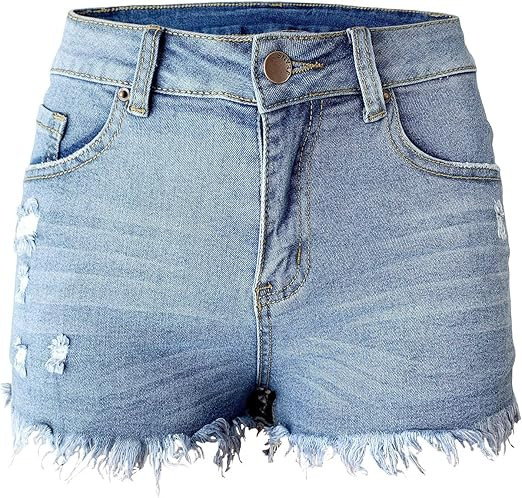 Aodrusa Womens Ripped Denim Shorts Mid Rise Body Enhancing Curvy Cutoff Distressed Jeans | Amazon (US)