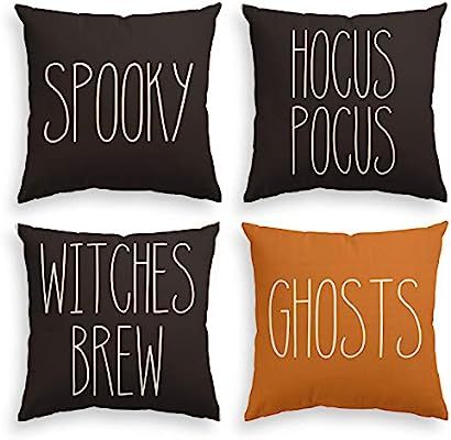 AVOIN Halloween Spooky Hocus Pocus Witches Brew Ghosts Throw Pillow Cover, 18 x 18 Inch Day of Th... | Amazon (US)
