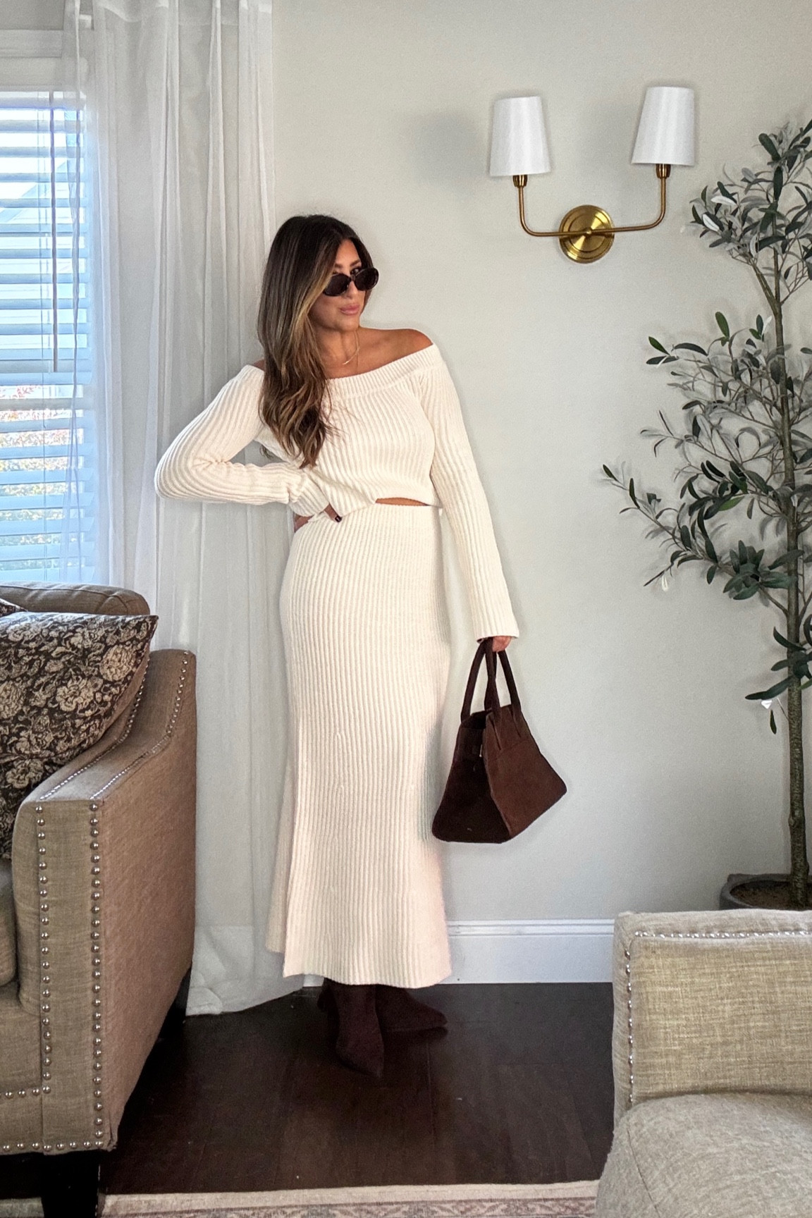 The cutest two piece sweater skirt set.  Great date night outfit and thanksgiving outfit! Use my code LAUREN30NOV to save 30%! Xx wearing meds 

#LTKFindsUnder100 #LTKStyleTip #LTKSeasonal