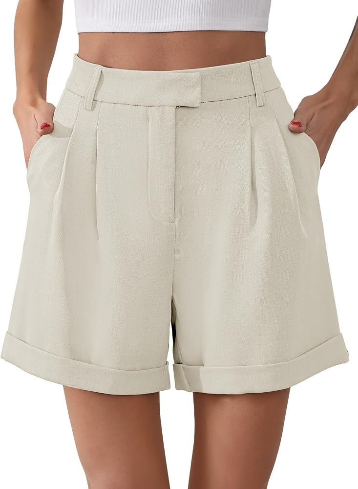 Gracyoga Shorts for Women Trendy Summer Elastic High Waisted Wide Leg Casual Short Loose Cuffed H... | Amazon (US)