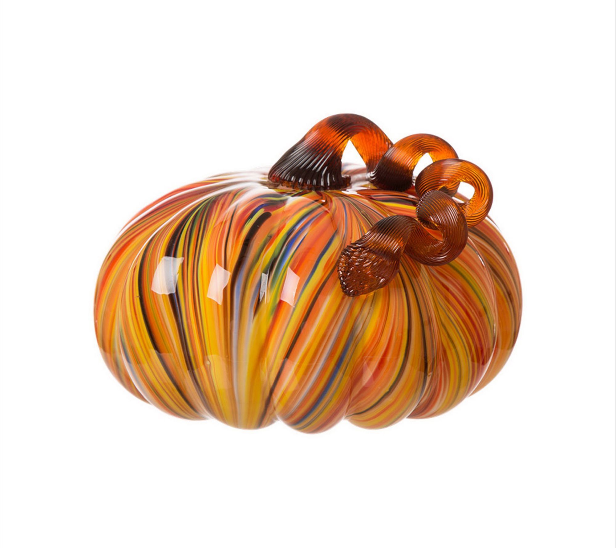 Glitzhome Multi-Striped Glass Large Indoor Decorative Pumpkin | QVC