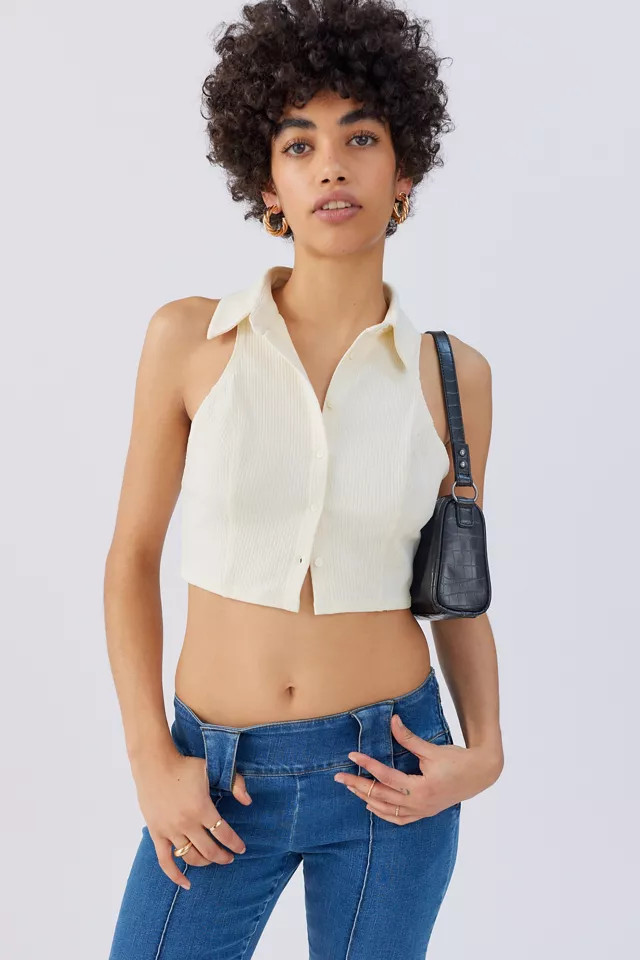 UO Clove Button-Down Vest Top | Urban Outfitters (US and RoW)