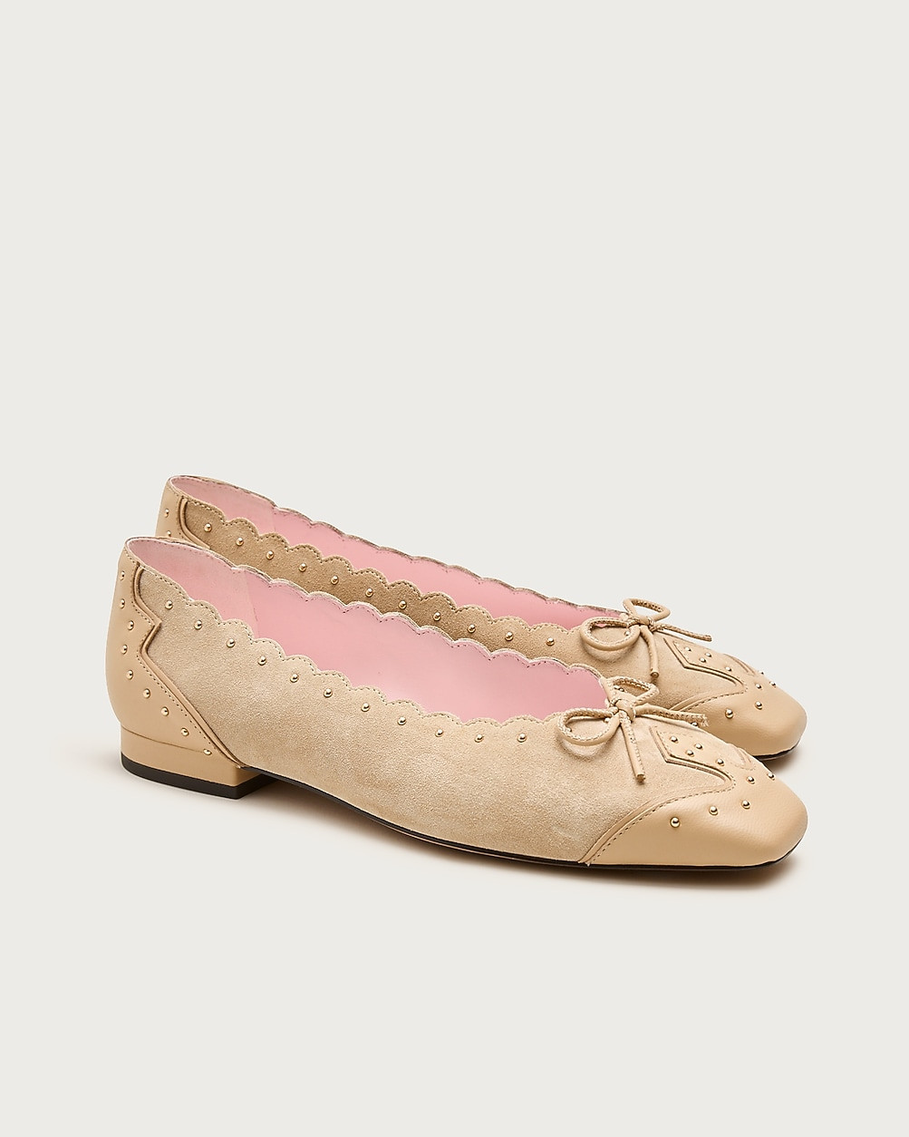 Sophie ballet flats in studded suede and Italian leather | J. Crew US