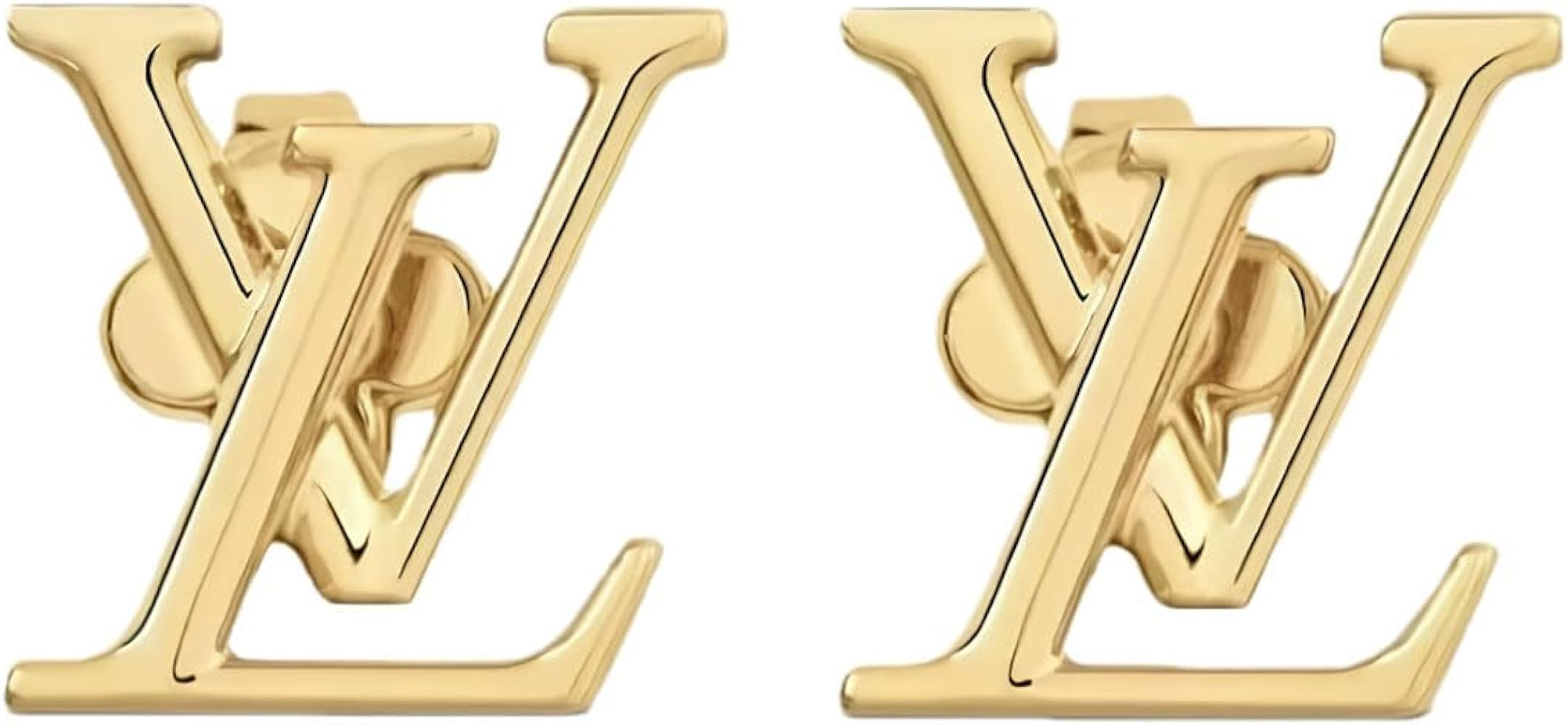 18K Gold Tone Metal Stud Earrings, Monogram Pattern Design, Fashion Jewelry for Women, Post Back ... | Amazon (US)