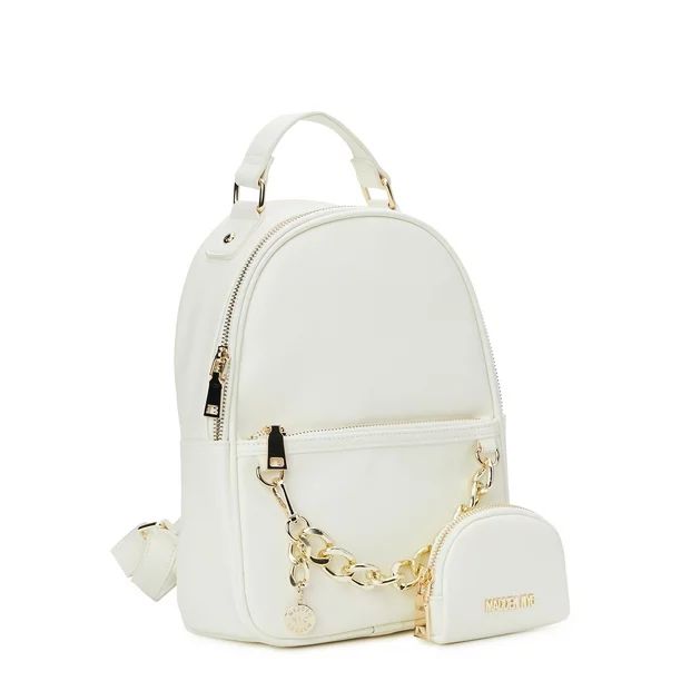 Madden NYC Women's Chain Accent Backpack with Removable Pouch Cream - Walmart.com | Walmart (US)