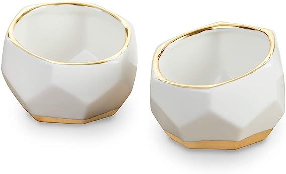 Amazon.com: Kate Aspen 23216NA Geometric Ceramic Planters Decorative Bowls (Set of 2) Trinket Dis... | Amazon (US)
