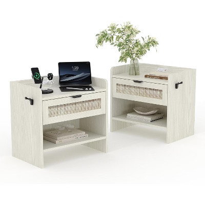 Set of 2 Night Stands with Charging Station, 2-Drawer Bedside Table with AC Outlets & USB/Type-C Ports, for Bedroom, Living Room, Office | Target