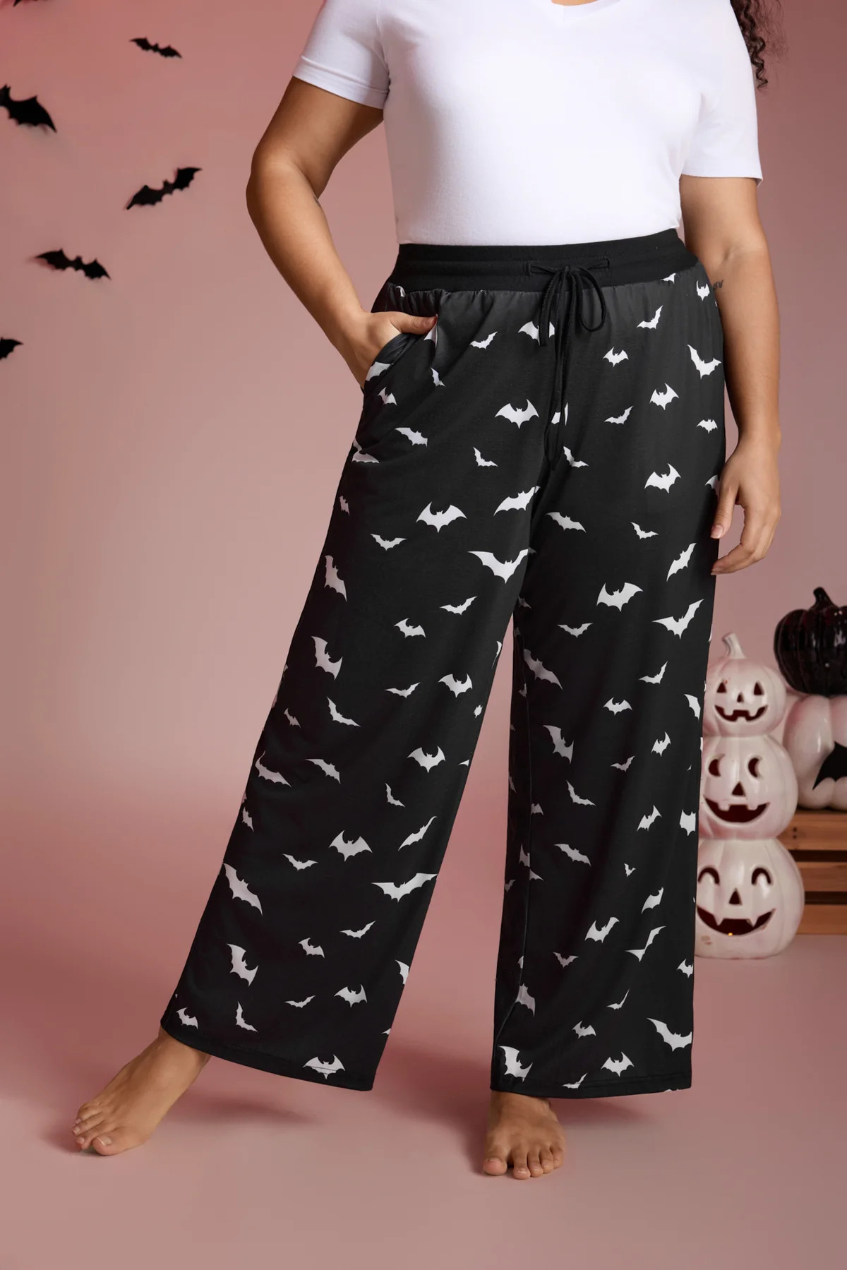 Batty Knit Printed Wide Leg Lounge Bottoms | Bloomchic