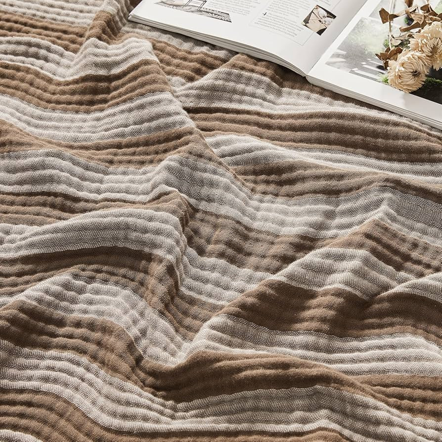 EMME Cotton Muslin King Blanket Bed Layering Bedspread Coverlet Breathable Gauze Soft Lightweight... | Amazon (US)