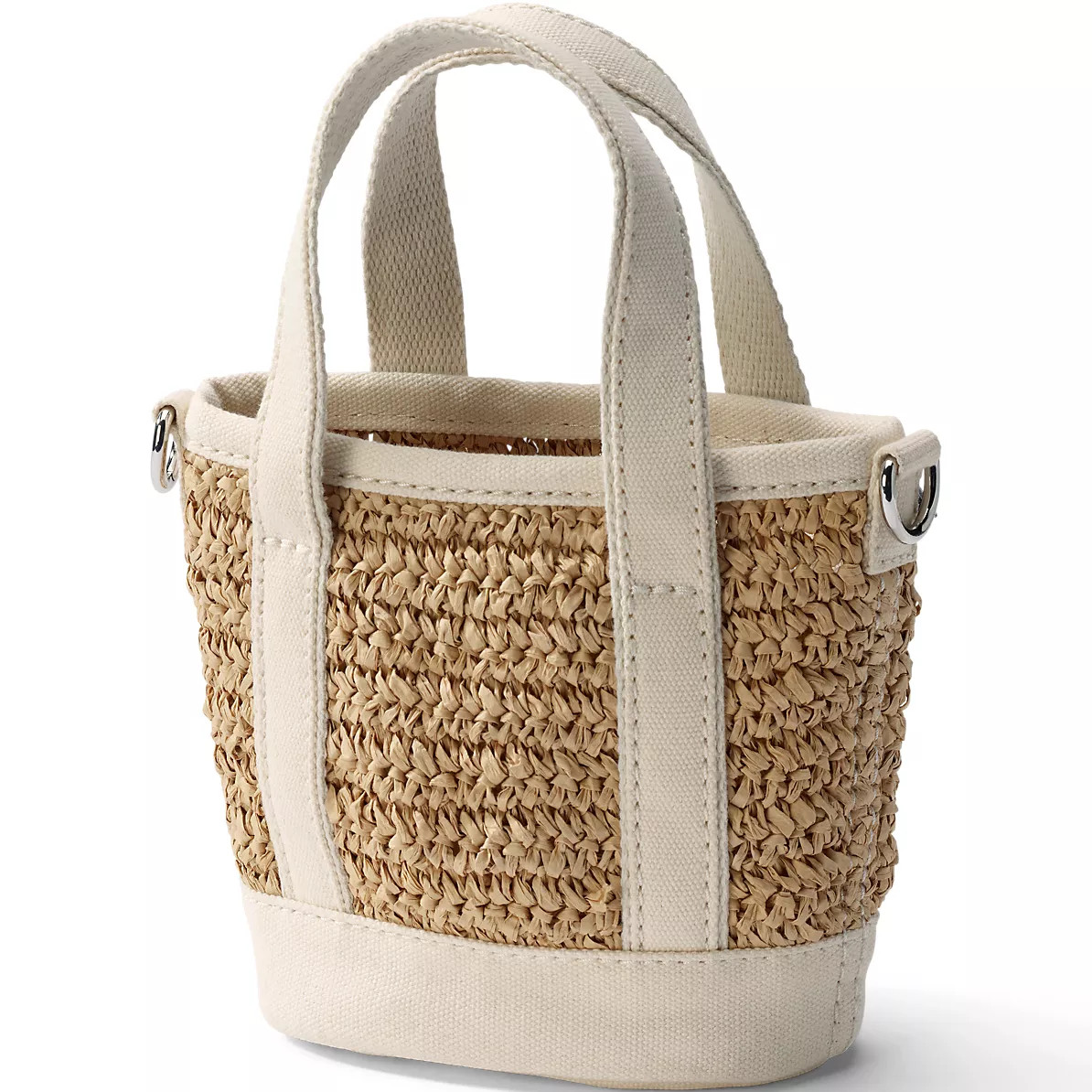 Mini Raffia Open Top Canvas Tote Bag | Lands' End (US)