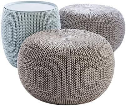 Keter Urban Knit Pouf Ottoman Set of 2 with Storage Table for Patio and Room Décor-Perfect for B... | Amazon (US)