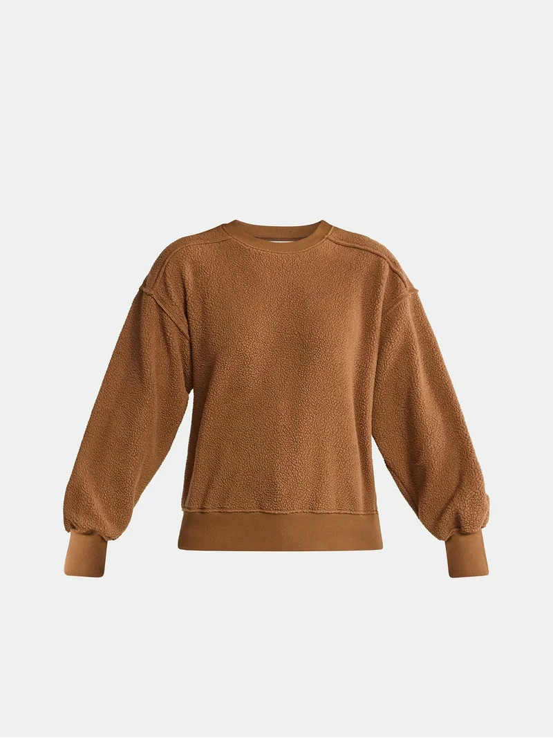 Time and Tru Women's Reverse Fleece Pullover Sweatshirt, XS-XXXL | Walmart (US)