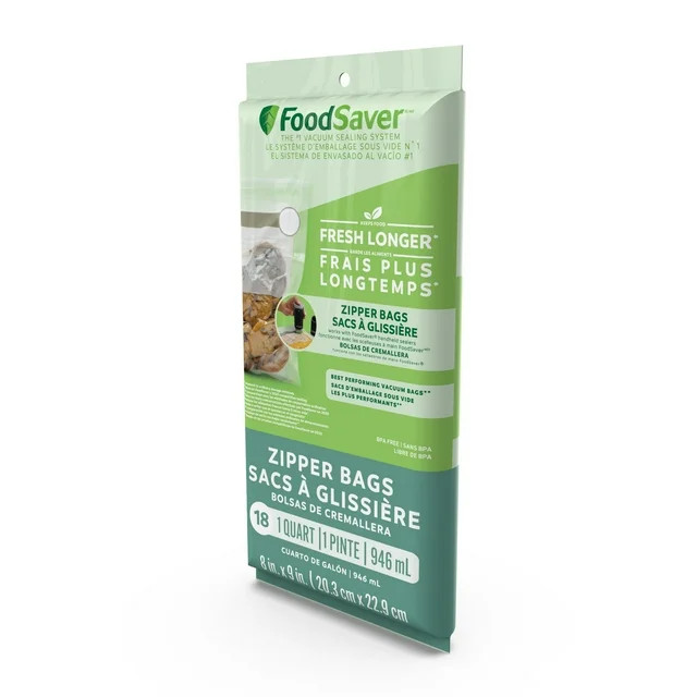 FoodSaver Vacuum Seal Zipper Bags, 1 Quart, 18 Count | Walmart (US)