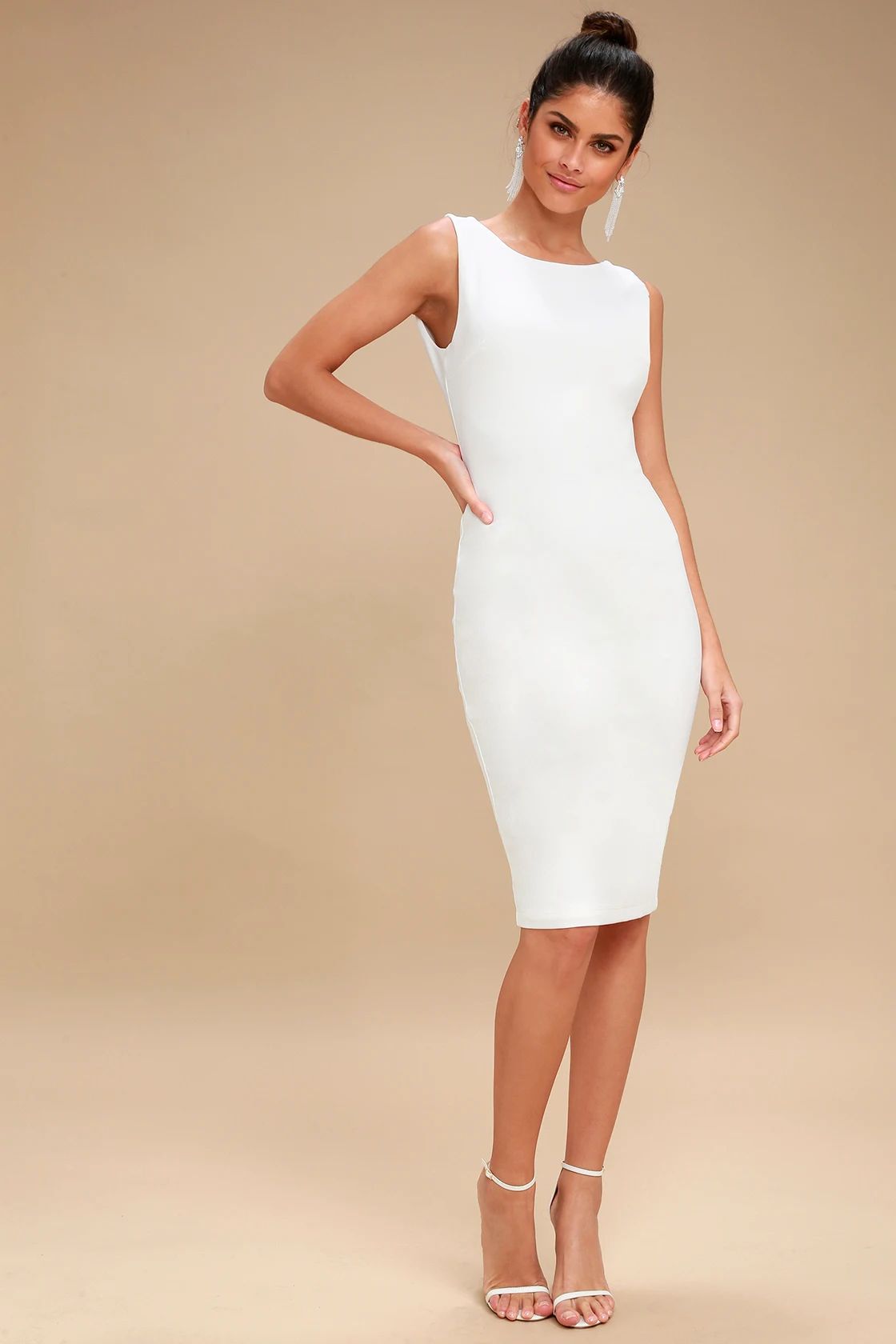 So Stunning White Backless Midi Dress | Lulus (US)