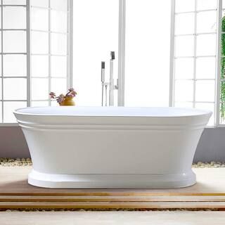 Versailles 59 in. Acrylic Flatbottom Freestanding Bathtub in White/Polished Chrome | The Home Depot