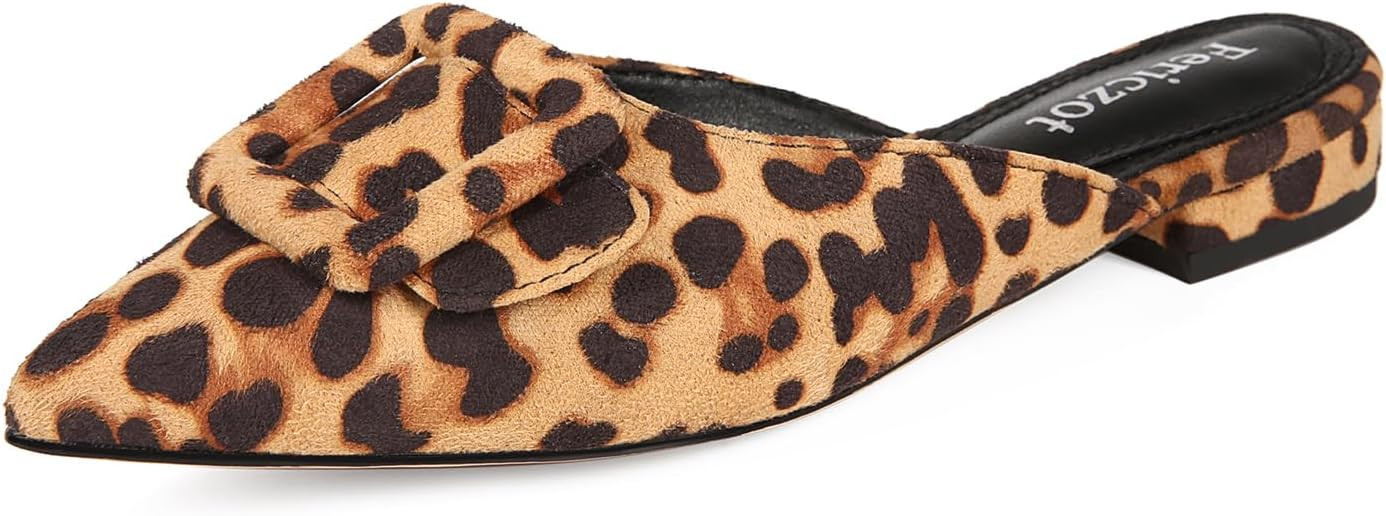 Fericzot Mule Slippers for Women,Slingback Buckle Flat Pointed Toe Backless Mule Slides Suede Sli... | Amazon (US)