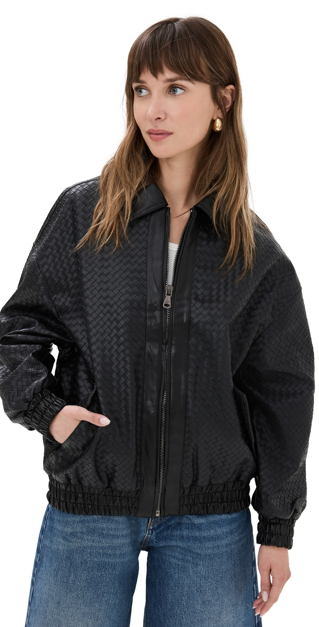 Lioness Kenny Woven Bomber Jacket Onyx S | Shopbop