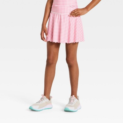 Girls' Active Scallop Skort - All In Motion™ Pink Gingham L | Target
