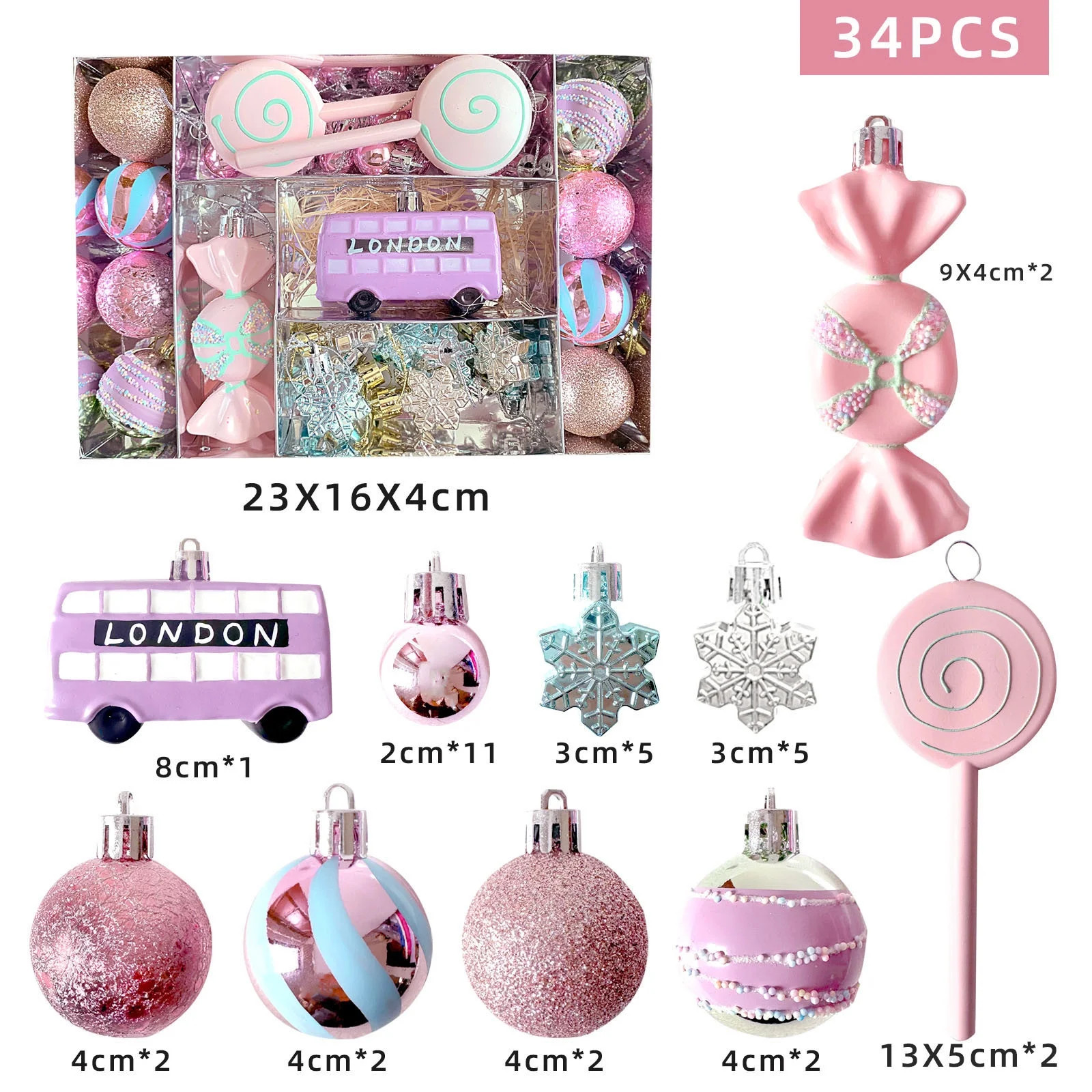 Wadada 34 Pcs Christmas Ball Ornaments Sets Pastel Color Shatterproof Christmas Tree Decor, Glitt... | Walmart (US)