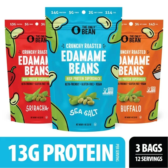The Only Bean Crunchy Dry Roasted Edamame Beans (Variety Pack), Low Carb Keto Healthy Snacks For ... | Walmart (US)