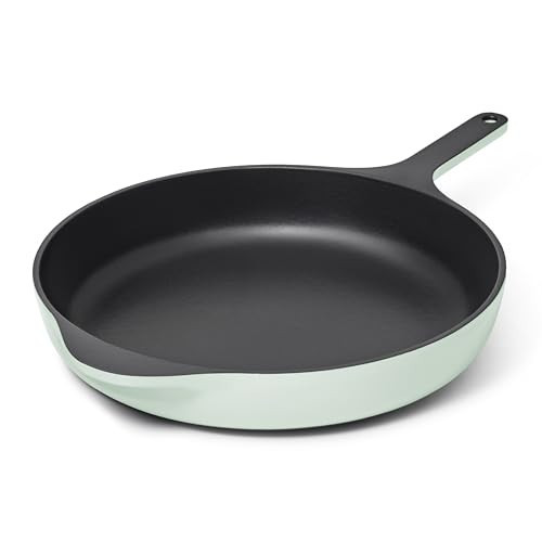 Caraway Cast Iron Skillet - 12” Enameled Cast Iron Pan With 3 Layer Enamel Coating - No Seasoning Required - Compatible With All Stovetops - Free From Forever Chemicals - Light Mist | Amazon (US)